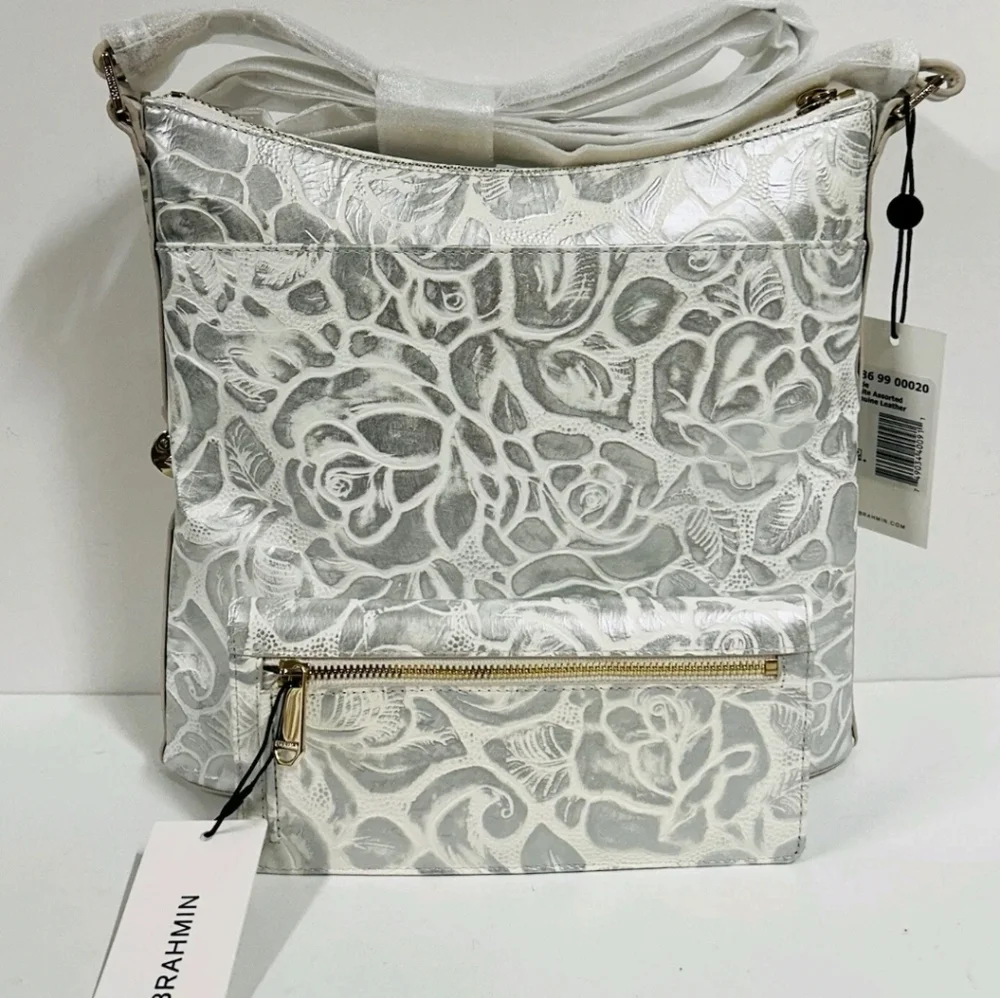 🤍🔹️BRAHMIN🔹️White Assorted KATIE Soft Genuine Leather Crossbody + ady WALLET - Picture 5 of 15
